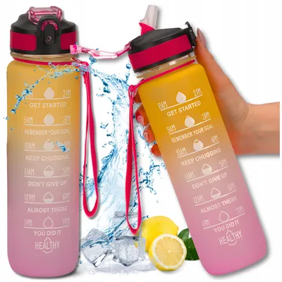 Produktbild von Tressari Motivationsflasche Sport mit Strohhalm 1L