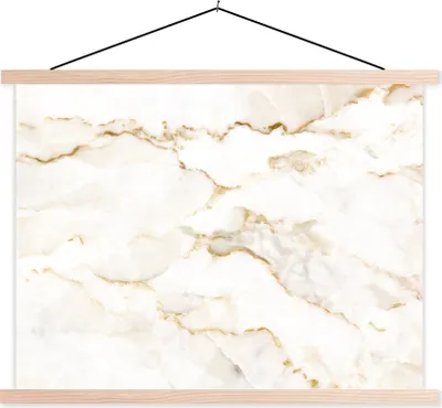 Produktbild von MuchoWow® Textilposter Marmor - Limette - Gold - Luxus - Marmoroptik - Weiß 120x90 cm mit holzfarbenen Rahmen - Magnetisch