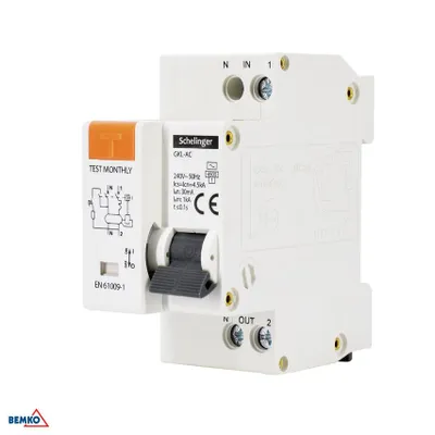 Obrázek produktu pro RCBO 2P B 10A 30mA typ AC SCHELINGER jistič