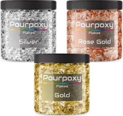 Productafbeelding van Set met gouden/zilveren/roze goudenvlokken | 3 potjes | Hobby | Nagels | Epoxyhars | Kunsthars