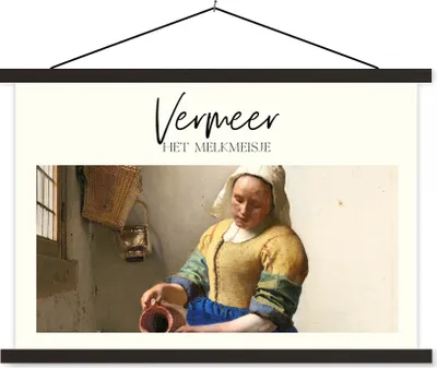 Produktbild von MuchoWow® Textilposter Milchmädchen - Vermeer - Alte Meister 120x80 cm mit schwarzem Rahmen - Wanddeko
