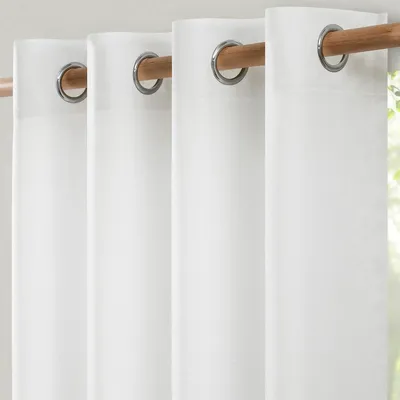 Immagine prodotto di Tenda in lino - 240 cm - Semitrasparente - Bianca - Con occhielli - Per soggiorno e camera da letto