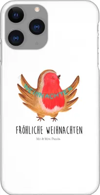 Produktbild von Mr. & Mrs. Panda Iphone 11 Pro Handyhülle Rotkehlchen Weihnachten - Weiß - Geschenk, Premium Kunststoff, Frohe, Winter, Weihnachtsmotiv, Vogel, Weihnachtsgruß, Handy Case