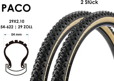 Produktbild von 2 Stück 29x2.10 MTB Fahrrad Reifen PACO Tires Mantel Decke 54-622