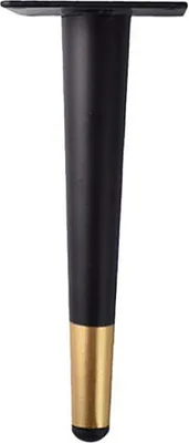 Produktbild von Möbelfüße, runde, konische Möbelfüße, Metallfüße für Sofa, Schrank, Bar, Bett, Tisch, Stuhl, Couch, Kommode, Schreibtisch, Heimwerkerprojekte (12 cm hoch, Schwarz & Gold)