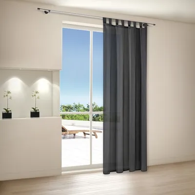 Produktbild von Schlaufenvorhang "Hawaii" halbtransparent, leicht, Lichtdurchlässig für Gardinenstangen in dunkelgrau 140cm x 235cm