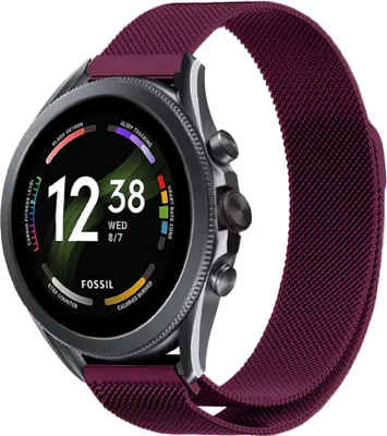 Produktbild von Strap-it Milanese - Kompatibel mit Fossil Gen 6Armband 44mm Fossil uhrenarmband Fossil ersatzarmband Edelstahl für Smartwatch 22mm Armband Lila 22mm