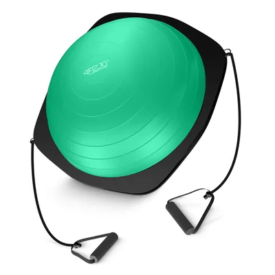 Produktbild von 4FIZJO Balance Ball mit Expander, Halbkugel, Trainer für Gleichgewicht, Fitness Training, grün