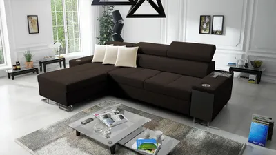 Produktbild von Ecksofa mit Schlaffunktion Sofa MOREN I MINI Eckcouch Ottomane Links Braun SAWANA 26 IM SOFA