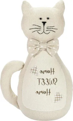 Produktbild von Türstopper „Süße Katze“ – Katzen-Türstopper aus Stoff – „Home Sweet Home“-Design – schwer, mit Sand gefüllt – Tier-Türstopper – Geschenke für Katzenliebhaber – 19 x 13 x 36 cm