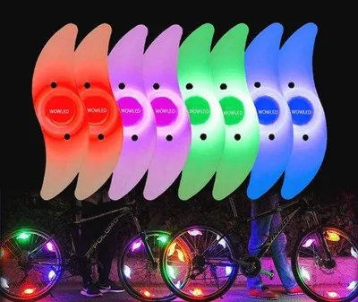 Obrázek produktu pro Sada 8 barevných světel na kolo – vodotěsná LED osvětlení se 3 režimy blikání pro pneumatiky jízdních kol