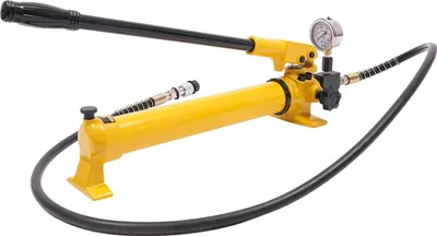 Immagine prodotto di Pompa manuale idraulica - Pompa monostadio - Alta pressione - Con manometro - Giallo