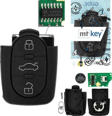 Produktbild von MT-KEY Funk Schlüssel Fernbedienung Sender 434MHZ kompatibel mit Audi A3 8L A4 B5 A6 C5 A8 D2 TT 8N 433MHZ 4D0837231A Klappschlüssel