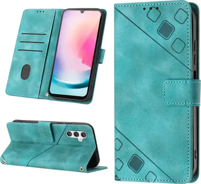 Produktbild von Hülle für Samsung Galaxy A24 4G Prägung Flip Leder Brieftasche Schutzhülle mit Ständer Grün