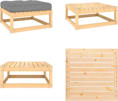 Produktbild von vidaXL Garten Fußhocker mit Kissen Massivholz Kiefer - Fußhocker - Fußbank - Fußbänke - Fußstütze