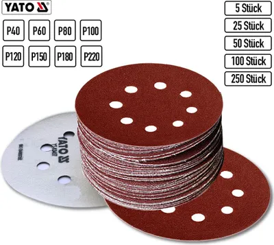 Produktbild von 5 BIS 250 STÜCK Klett Schleifscheiben Haftschleifscheiben Schleifpapier gelocht, Schleifscheiben Durchmesser:Ø 125 mm, Körnung:P150, Menge:25 Stück