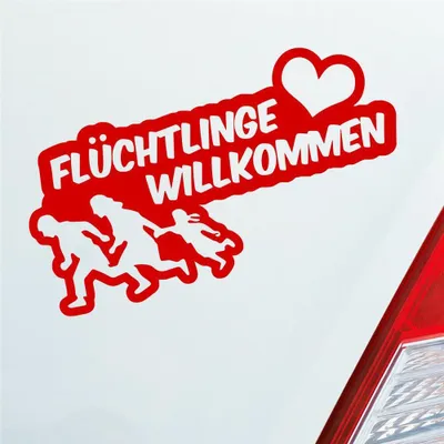 Produktbild von Auto Aufkleber Refugees Welcome Flüchtlinge Willkommen 20x9 cm Rot Sticker Heckscheibenaufkleber