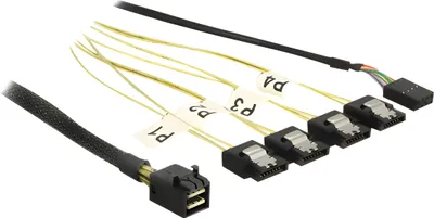 Image de DELOCK SAS Kabel Mini SAS HD -> 4x Sata 7Pin +Sideband 0.50m