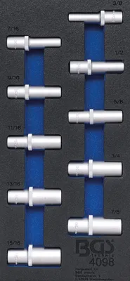 Produktbild von BGS 4098 1/3 Werkstattwageneinlage: Steckschlüsseleinsätze 12,5 (1/2), tief in ZOLL, 10-tlg.