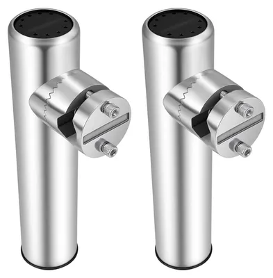 Immagine prodotto di Portacanne - Supporto per ringhiera di imbarcazione, set da 2 - Acciaio inossidabile 316 - Regolabile a 360° - Per tubi da 19–25 mm - Argento
