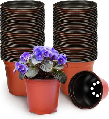 Image de Pots de fleurs de 10 cm, lot de 100, légers, durables, pour l'intérieur et l'extérieur