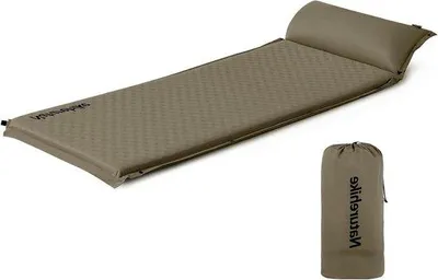 Produktbild von Famanu Schlafmatte selbstaufblasend mit Kopfkissen - 3 cm hoch, olivgrün