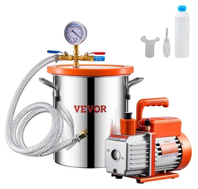 Obrázek produktu pro VEVOR 11,36 l vakuová komora a vývěva 3,5 CFM, komora z nerezové oceli, jednostupňová vývěva Sada odplyňovací komory pro odplyňování pryskyřice, silikonu, epoxidové pryskyřice