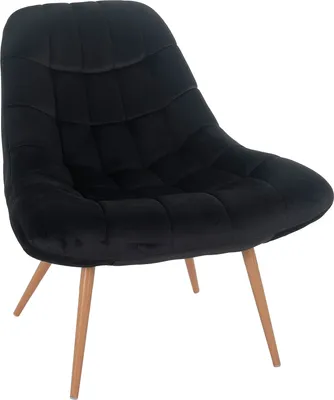 Produktbild von SalesFever Loungesessel mit XXL-Sitzfläche | Bezug Stoff in Samt-Optik | Gestell Metall in Holzoptik | üppige Steppung | B 76 x T 87 x H 86 cm | schwarz