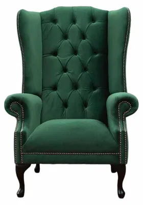 Produktbild von Grüner Ohrensessel Sessel Design Polster Sofa Chesterfield Textil Wohnzimmer