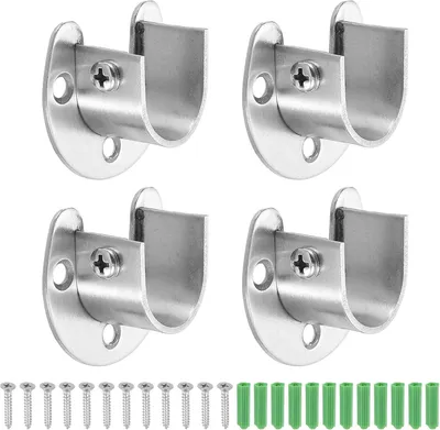 Productafbeelding van 22 mm - Set van 4 - Kledingstanghouder - Roestvrij staal - U-vormige stanghouder - Flens - Zilver