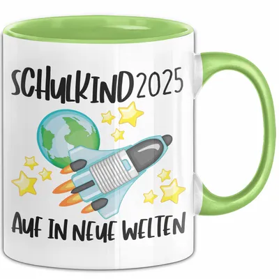 Produktbild von Trendation - Schulkind 2022 Einschulung Mädchen Junge Geschenk Schultüte Tasse Schulstart 1 Schultag Schuleinführung Schulanfang Geschenkidee Lustig (Grün)