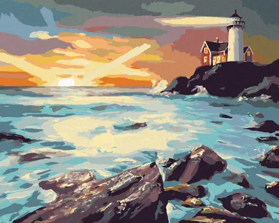 Produktbild von Zuty - Malen nach Zahlen - LEUCHTTURM NACH SONNENUNTERGANG (D. RUSTY RUST), 40x50 cm, mit Keilrahmen (bereits gespannt)