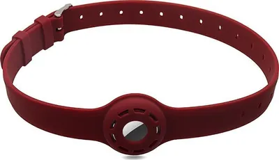 Produktbild von Mobigear Apple AirTag Hülle Flexibles Silikon Halsband - 23.5 - 47.5 cm - Weinrot