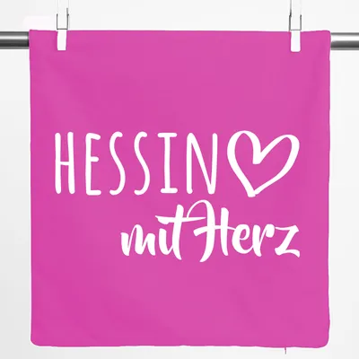 Produktbild von Huuraa Kissenbezug Hessin mit Herz 40x40cm Fuchsia Baumwolle Dekokissenbezug Geschenkidee