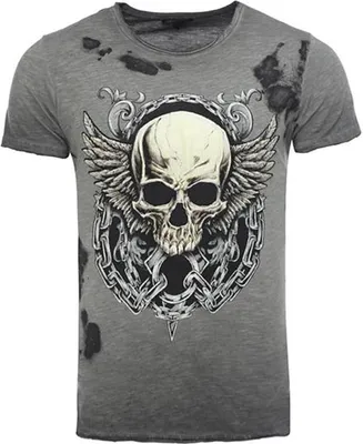 Produktbild von Brandneu Designer T-Shirt CARISMA in Schwarz mit Skull-Print CRM4556 S
