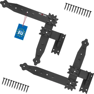 Produktbild von KOTARBAU® Winkelband 250 x 230 mm mit Kloben Fensterladenband Winkelscharnier Türband Torband Schwarz Pulverbeschichtet Fensterband Winkel Baubeschlag