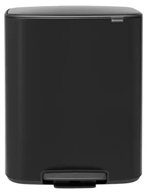 Immagine prodotto di Brabantia cestino a pedale per il riciclaggio cestino a pedale in acciaio nero opaco grande 2 x 30 litri cestino per rifiuti
