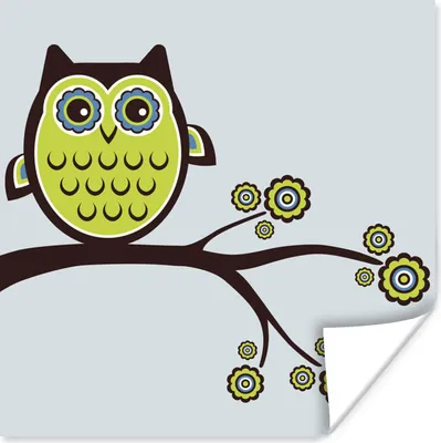 Produktbild von MuchoWow® Poster Bunte Illustration einer Eule 50x50 cm - Wohnzimmerdekoration