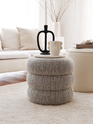 Image de Hanah Home, Boum - Grey, Pouf, 100 % BOIS, Gris, 40 x 40 x 40 cm