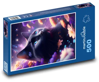 Obrázek produktu pro Puzzle 500 Černá kočka a květiny - martinpuzzle