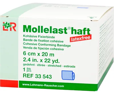 Produktbild von Mollelast haft latexfrei blau 6cm x 20m gedehnt, 1 St BIN