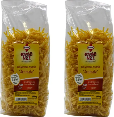 Produktbild von Schmids No.1 Bandnudeln „schmal“ 4 mm – 2 x 500 g, herzhaft & kochfest