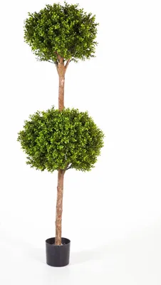 Produktbild von artplants.de Künstlicher Buchsbaum 2er Kugel Tom, 2700 Blätter, 160cm - Deko Baum - Buchs Kugel