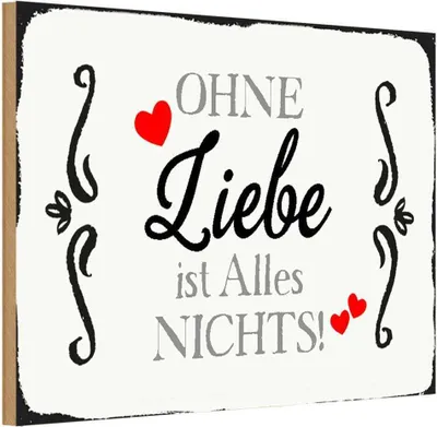 Produktbild von vianmo Holzschild 12x18 cm ohne Liebe ist Alles nichts Herz Spruch Zitat