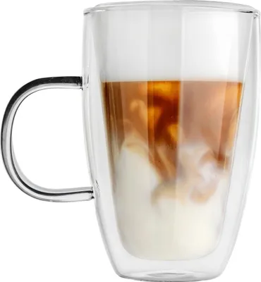 Obrázok produktu pre Dvojstenné termo sklo na kávu, latte, čaj a nápoje 430 ml