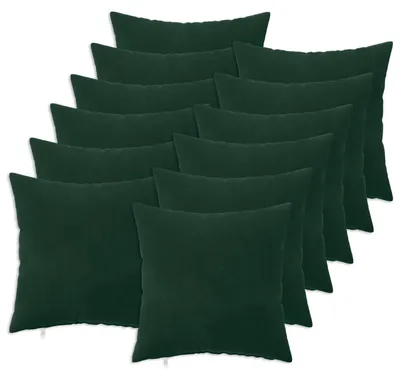 Image de vidaXL, housses de coussin, 12 pièces, HEERLEN, vert foncé, 50 x 50 cm, velours