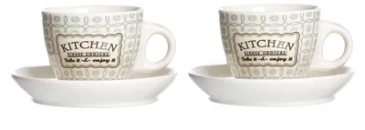 Obrázek produktu pro 2ks Retro kuchyňský šálek na espresso s podšálkem Cream Blue Lungo Americano Ritzenhoff