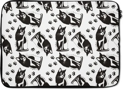 Produktbild von MuchoWow® Laptop Hülle 13 Zoll Muster - Katze - Schwarz - Weiß - Jungen - Mädchen - Kinder - Kind Laptoptasche - Laptophülle - Sleeve - Rundumschutz