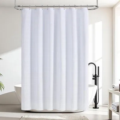 Obrázek produktu pro Sprchový závěs – voděodolný – polyester – 183 x 183 cm – bílý s pruhy