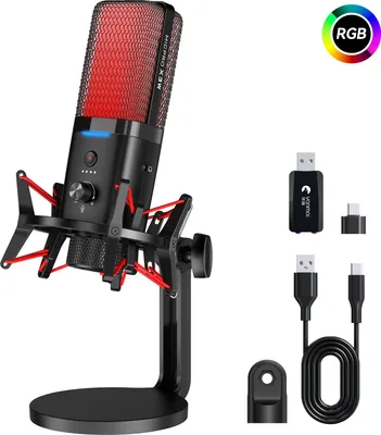 Obrázok produktu pre INF Duálny bezdrôtový káblový herný RGB mikrofón